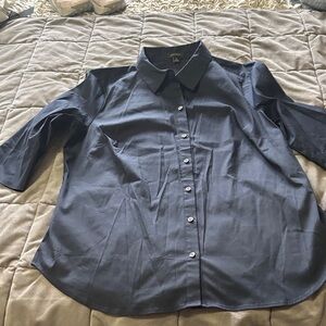 Ann Taylor Navy Button-Up Blouse
